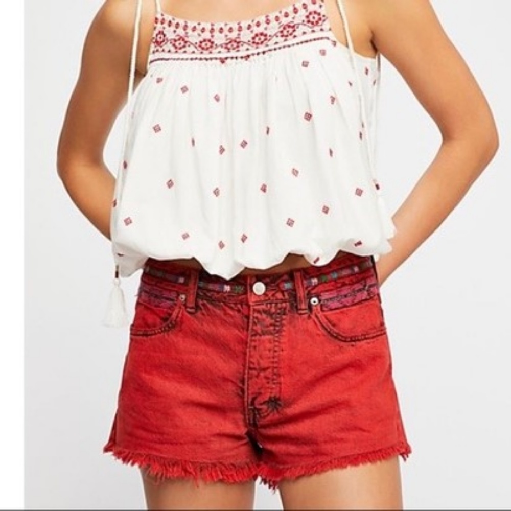 Free People Sun Break Embellished Shorts NWT
